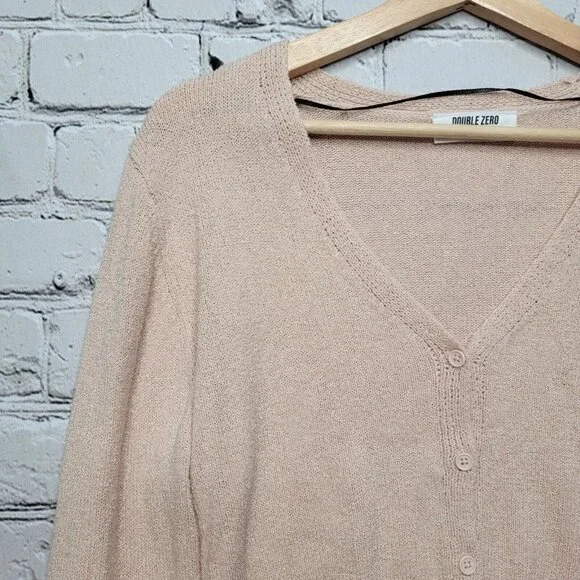 Double Zero Ballerina Pink Cropped Cardigan Sweater Size L - Picture 3 of 12
